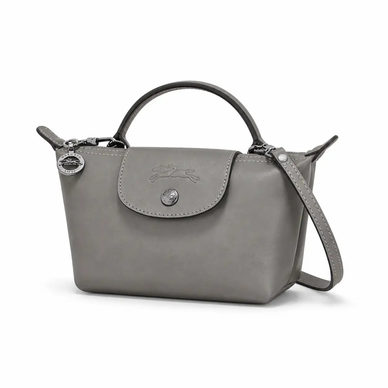 Parisien | Mini Bolso de Piel Gris con Asa