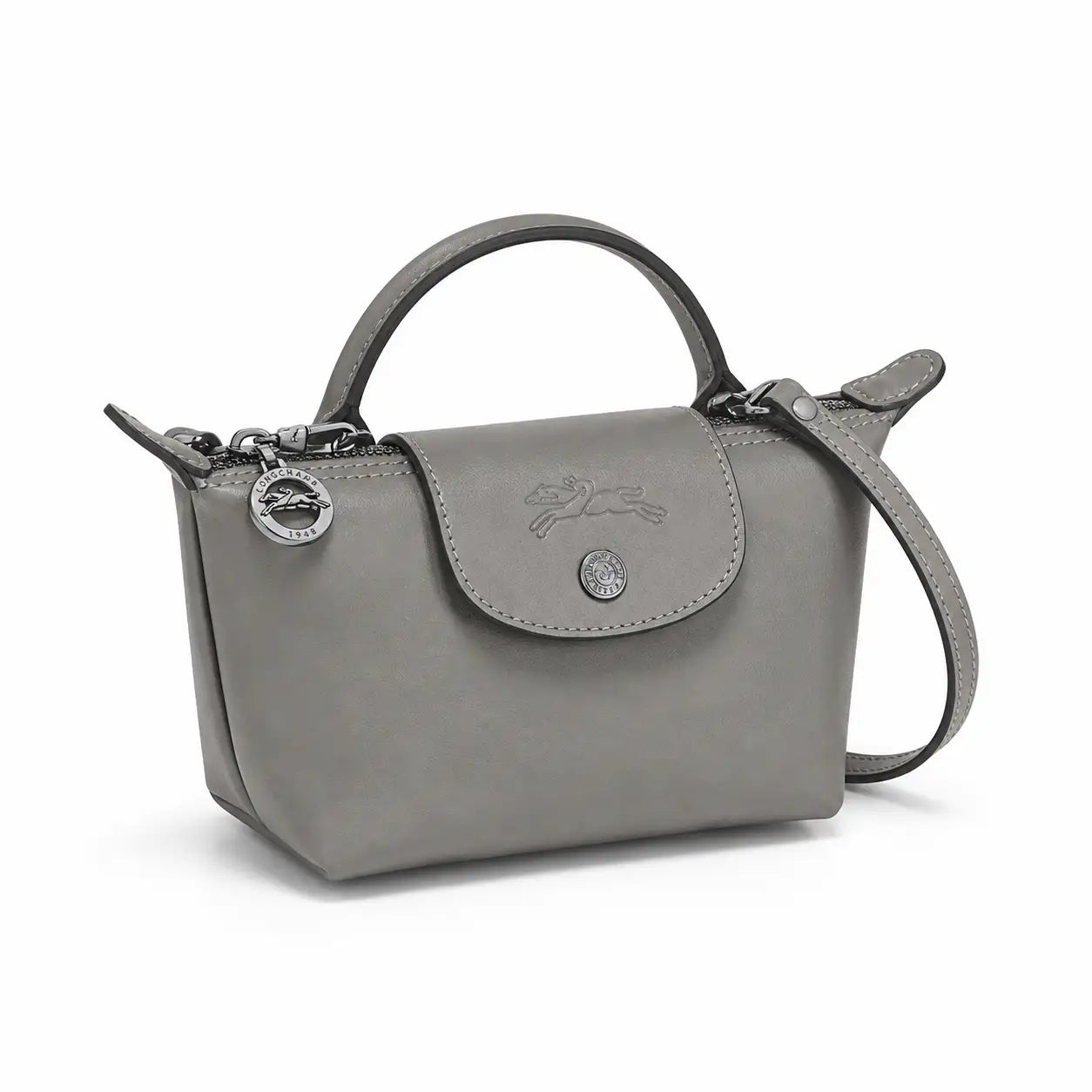 Parisien | Mini Bolso de Piel Gris con Asa
