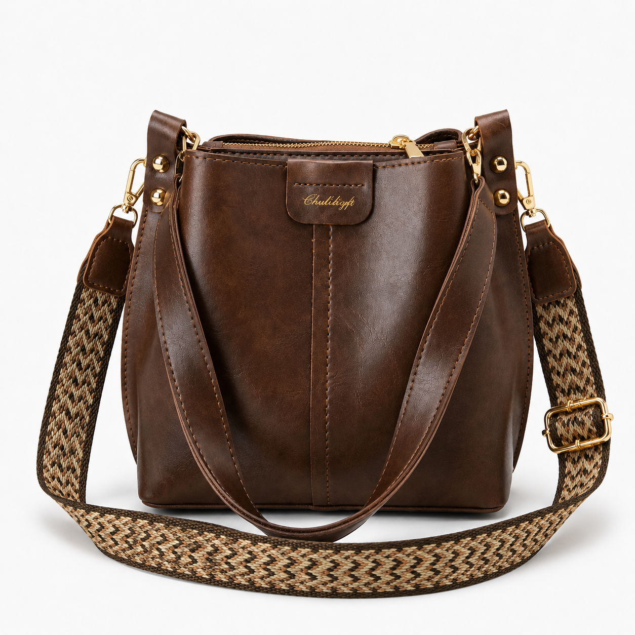 Obdulia | Bolso Saco Vintage con Asa Trenzada