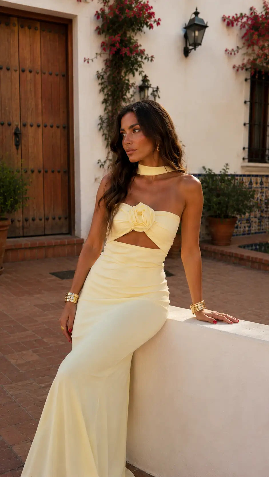 Sole | Vestido Amarillo Pastel con Estampado Floral