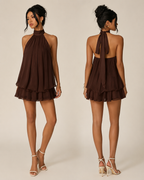Margot Mini Vestido Halter con Espalda Descubierta y Movimiento