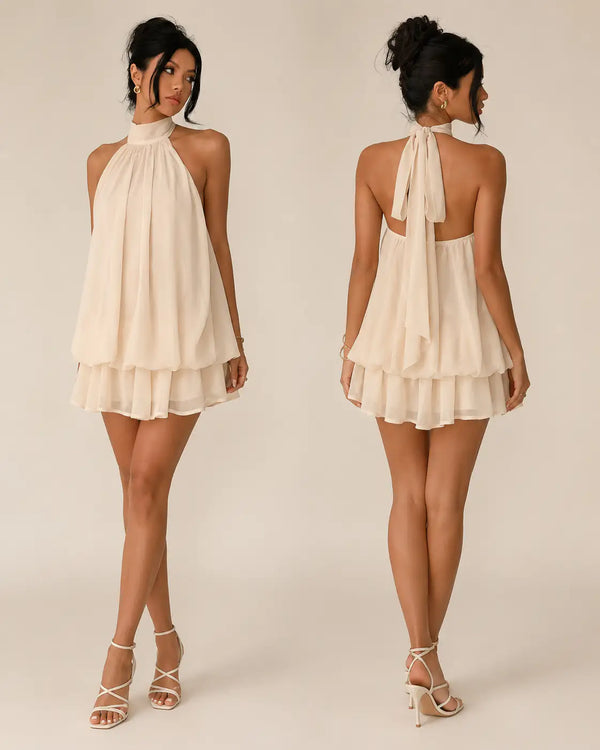 Zoa | Margot Mini Vestido Halter con Espalda Descubierta y Movimiento