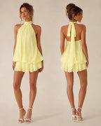Zoa | Margot Mini Vestido Halter con Espalda Descubierta y Movimiento