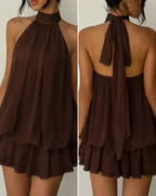 Margot Mini Vestido Halter con Espalda Descubierta y Movimiento