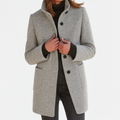 Laura | Chaqueta de Paño Gris con Cuello Mao