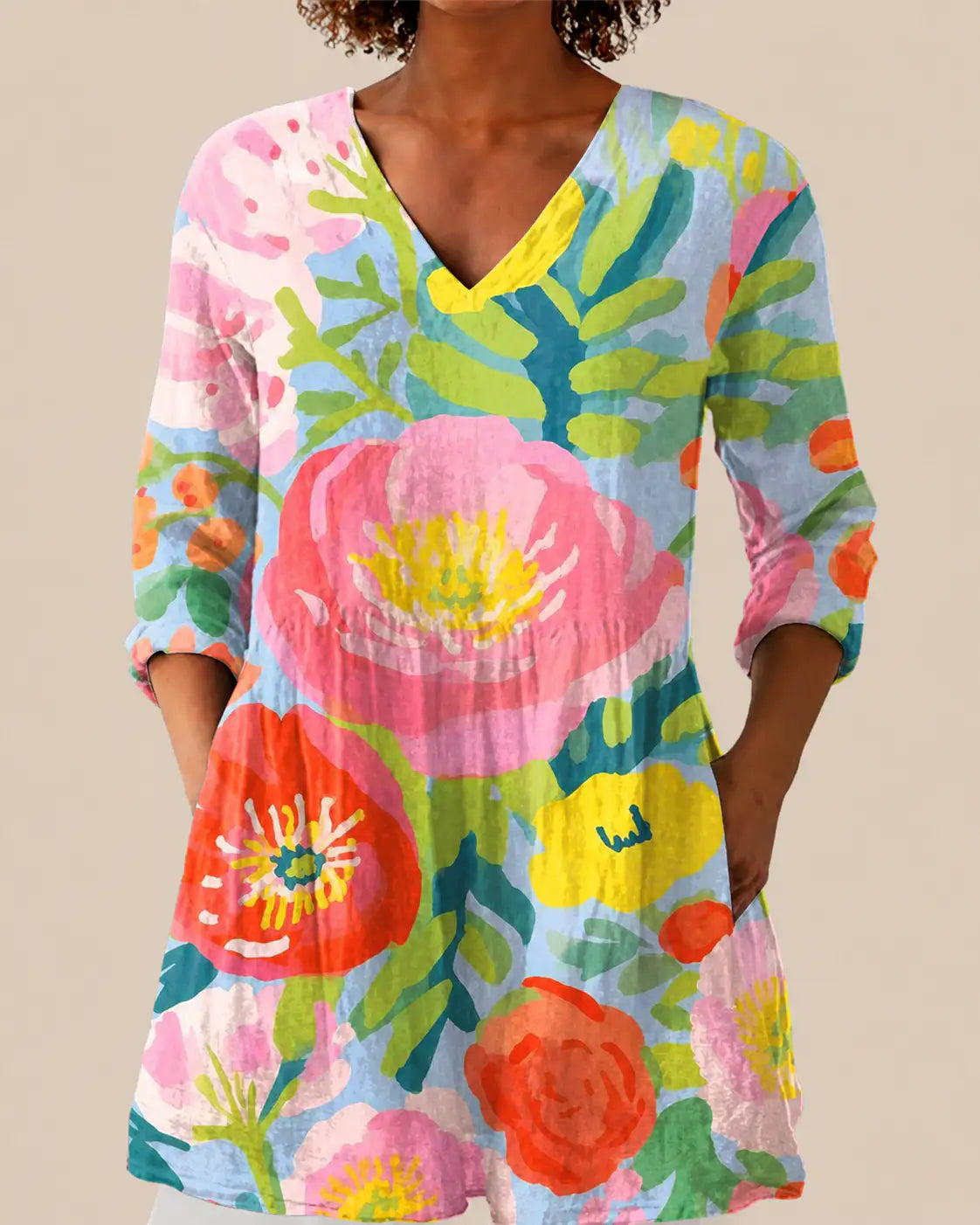 Ayra | Camisa larga con estampado expresivo