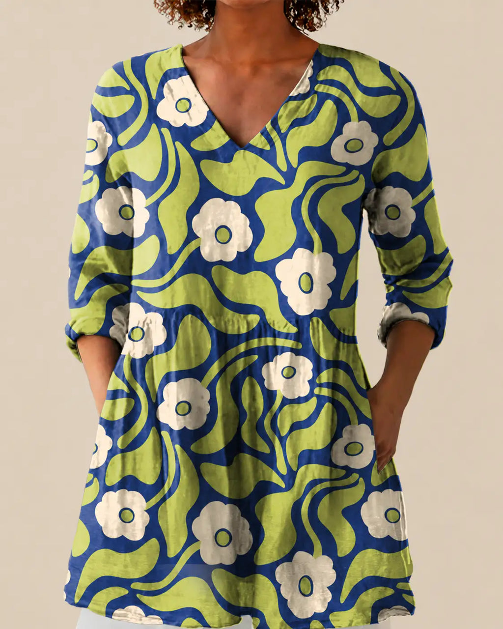 Talia | Camisa larga con estampado expresivo