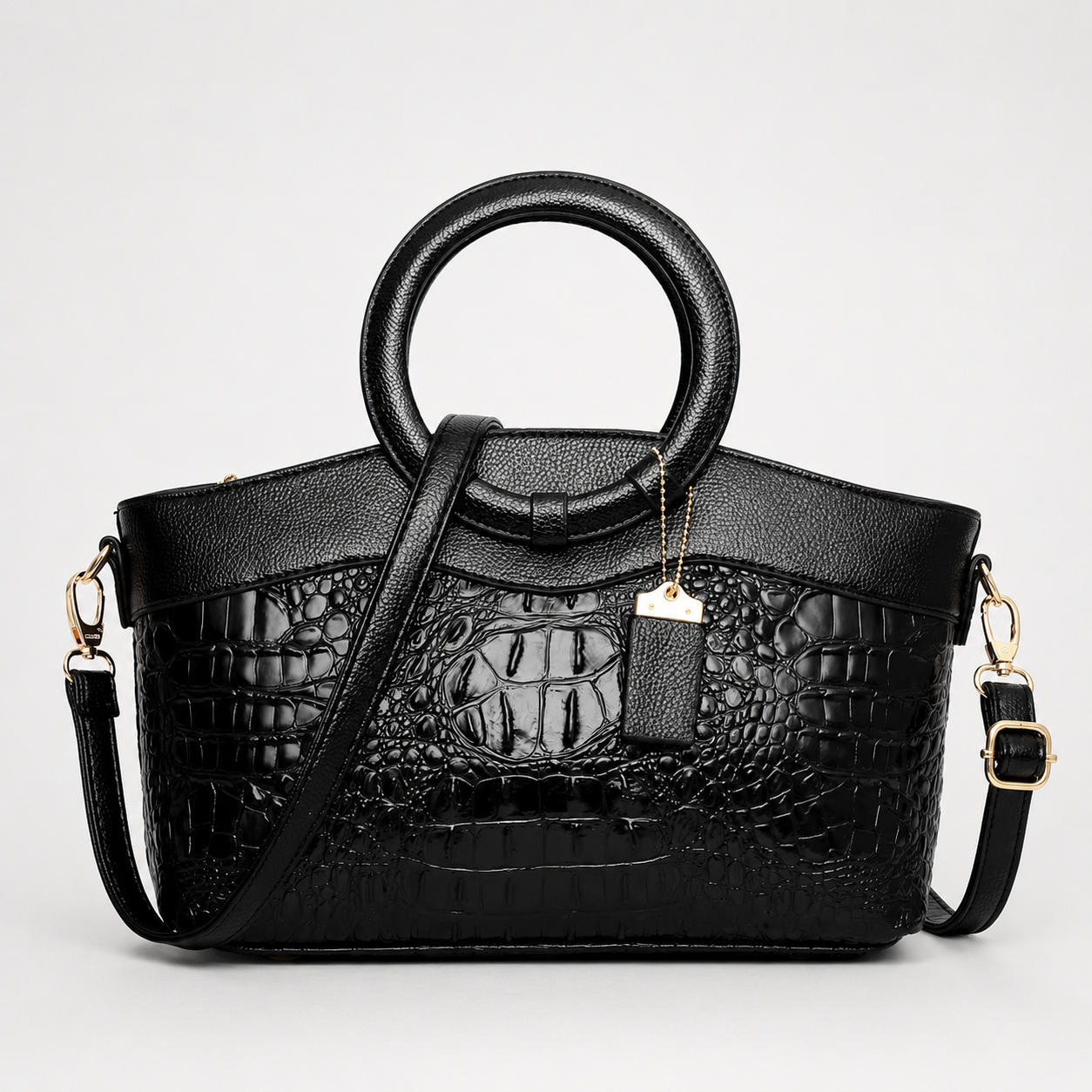 Felisa | Bolso Tote Efecto Cocodrilo con Asa Redonda