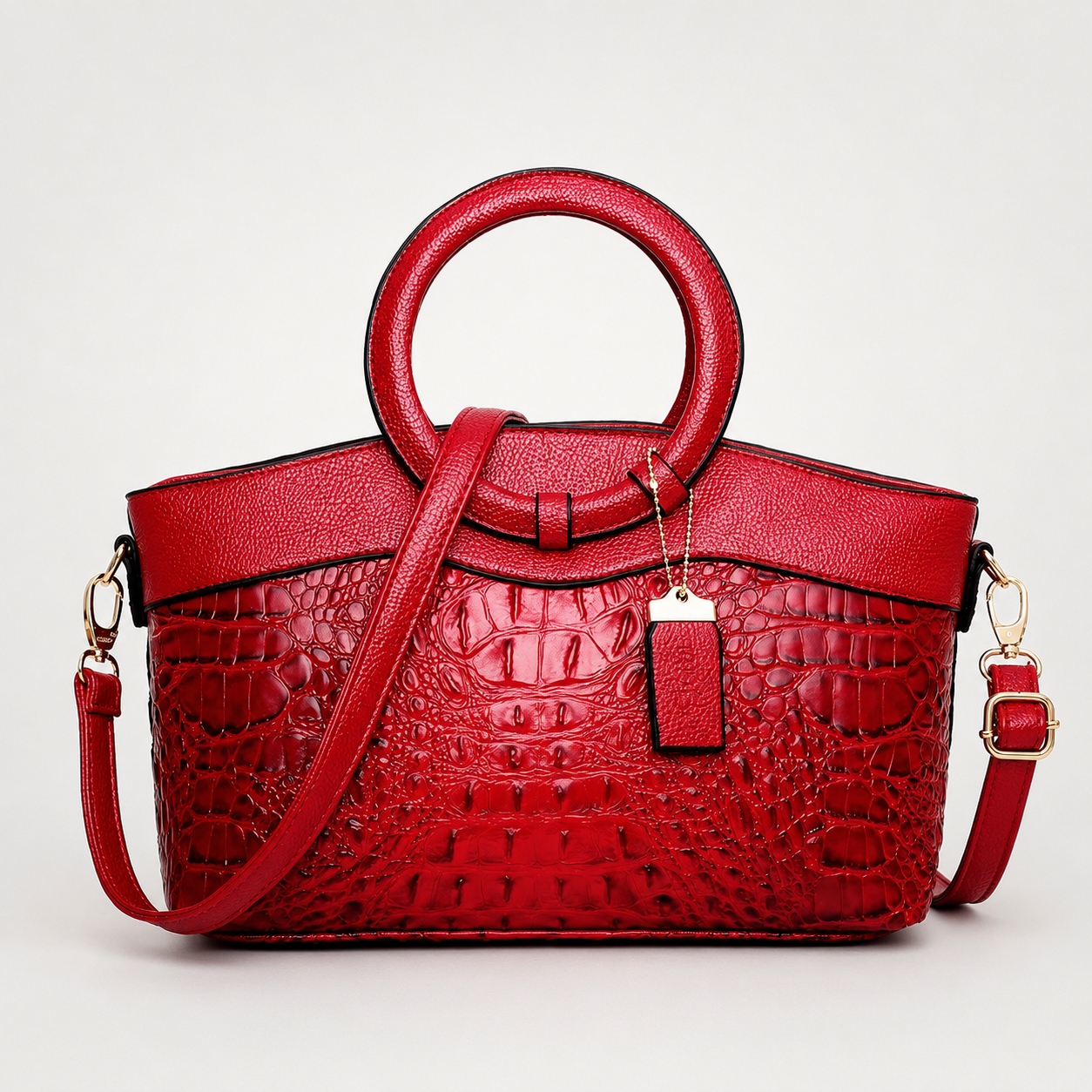 Felisa | Bolso Tote Efecto Cocodrilo con Asa Redonda