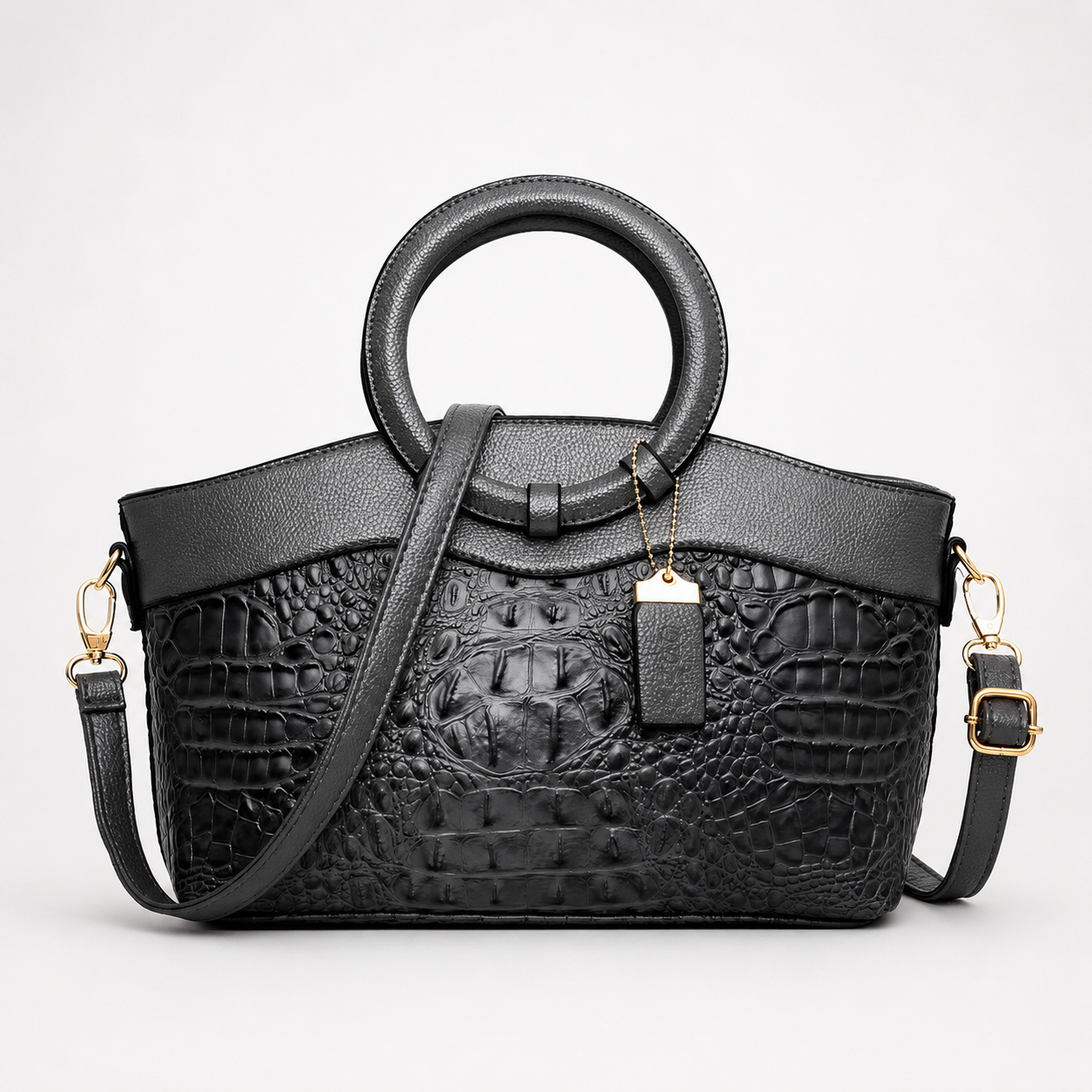 Felisa | Bolso Tote Efecto Cocodrilo con Asa Redonda