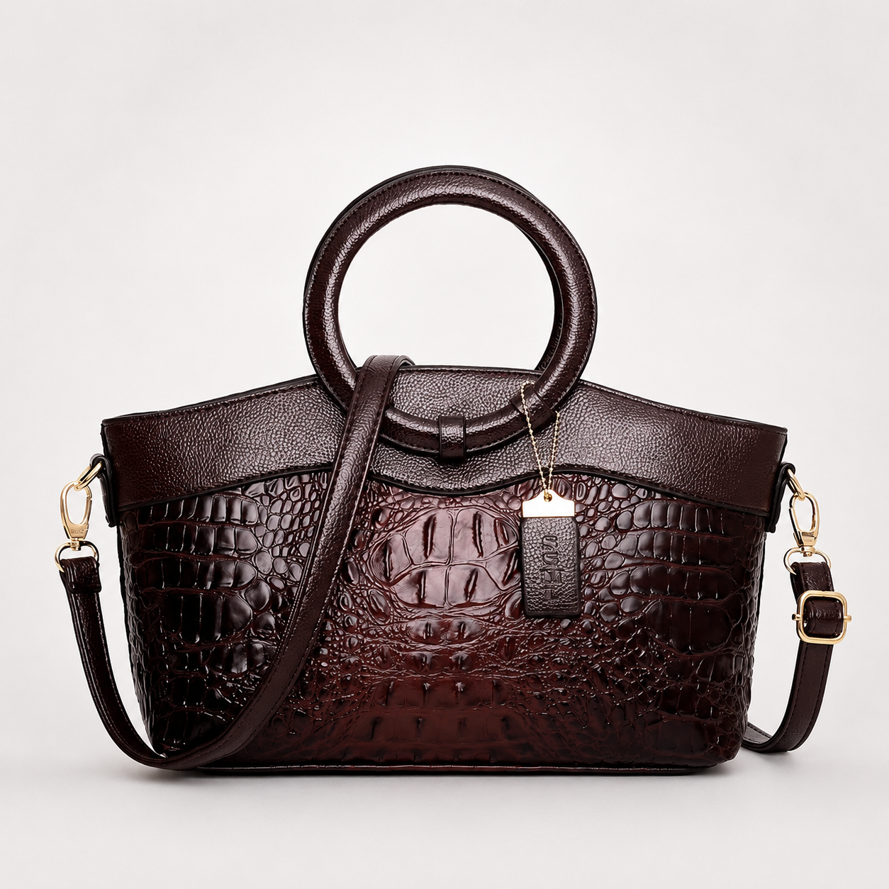 Felisa | Bolso Tote Efecto Cocodrilo con Asa Redonda