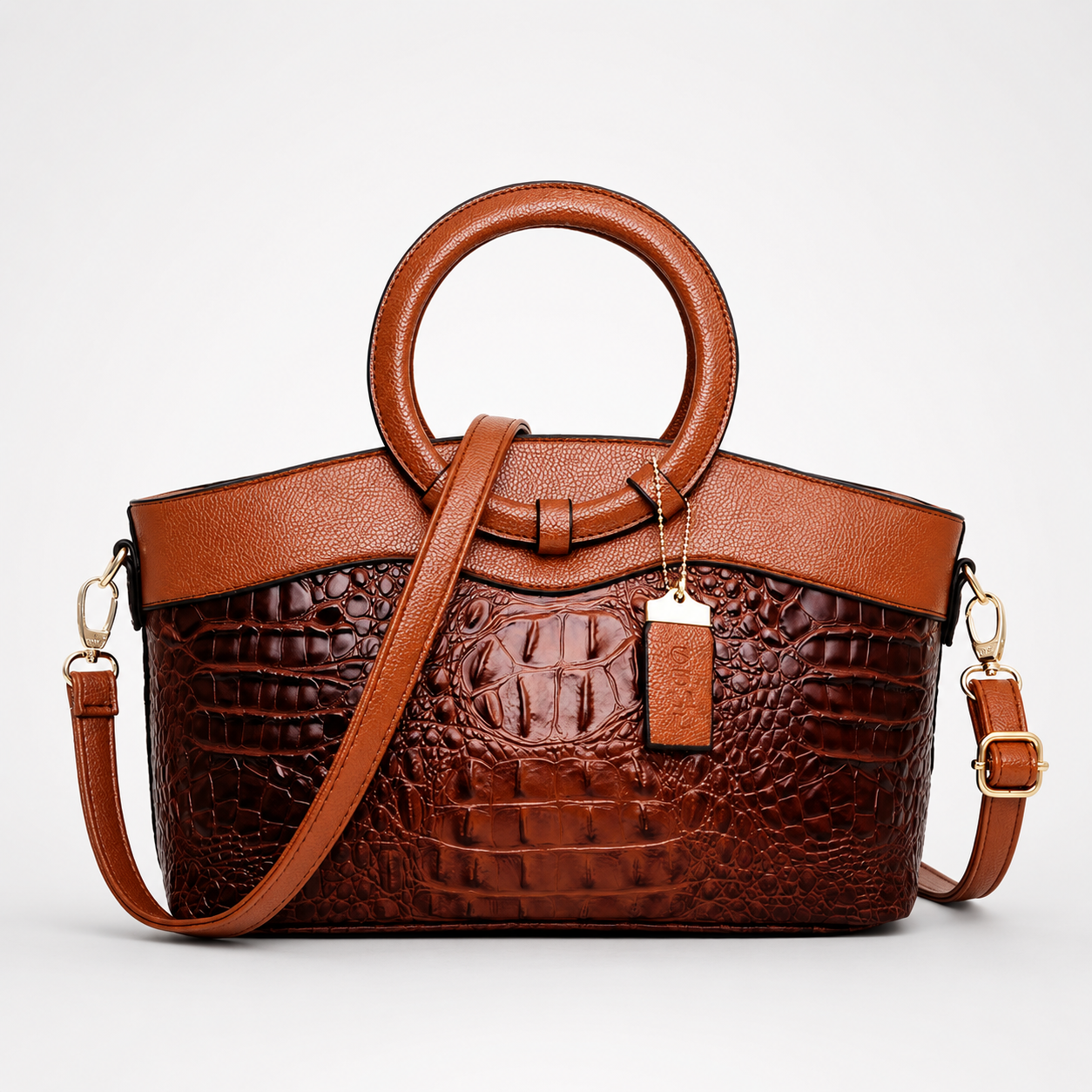 Felisa | Bolso Tote Efecto Cocodrilo con Asa Redonda