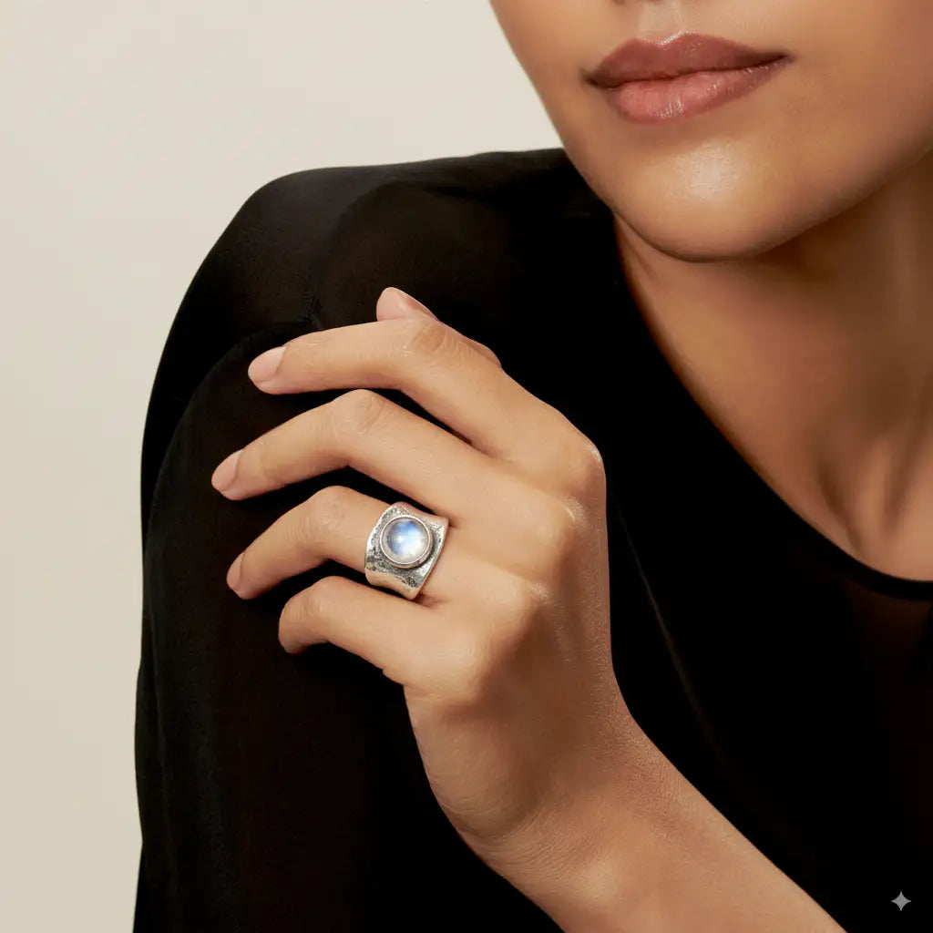 Reyes | Anillo Boho de Piedra Lunar