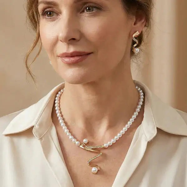 Almudena | Set de Collar y Pendientes con Perlas