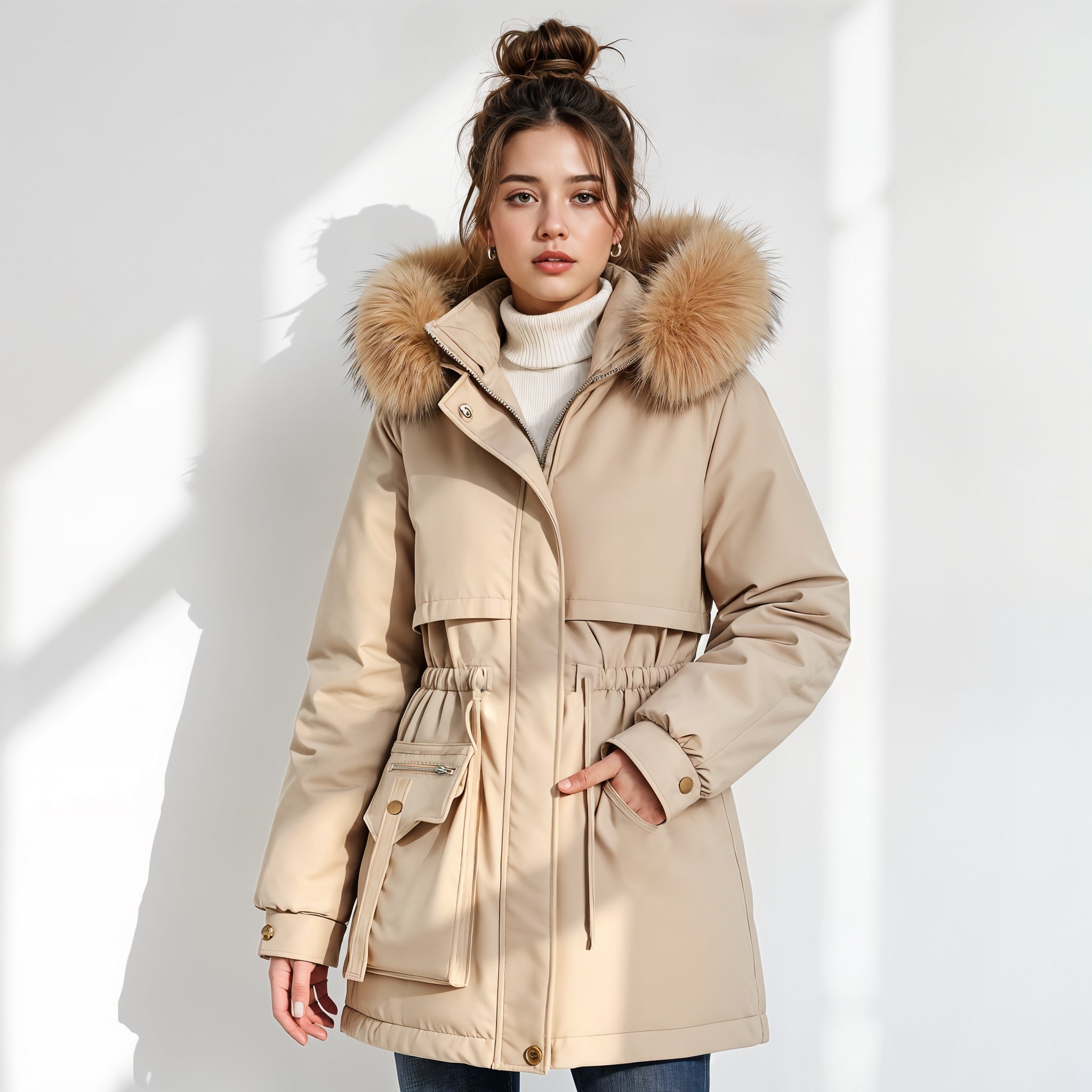 Virginia | Parka con Capucha de Pelo Sintético