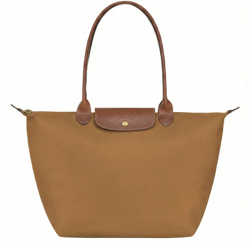 Bea | Bolso Tote Grande Plegable de Nailon, Camel