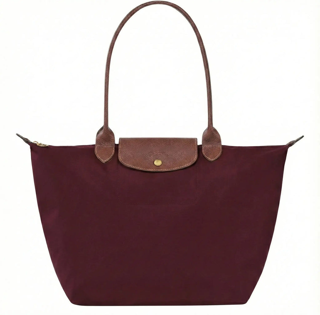 Bea | Bolso Tote Grande Plegable de Nailon, Burdeos