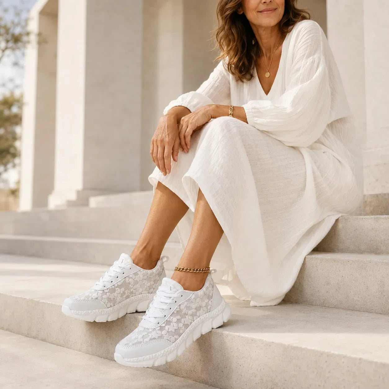Casilda | Zapatilla de Plataforma con Malla de Estrellas