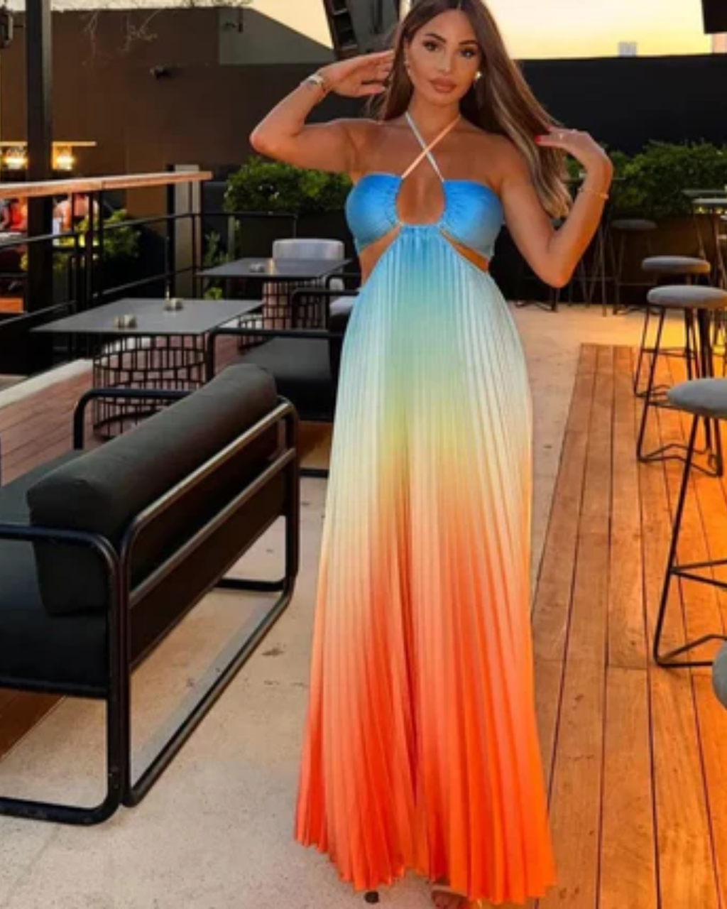 Candela Vestido degradado espalda abierta