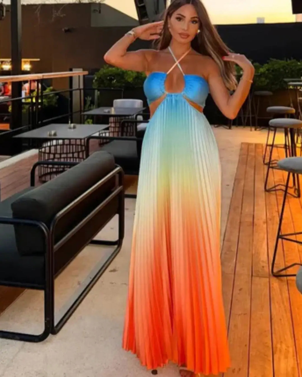 Aina | Candela Vestido Degradado Espalda Abierta