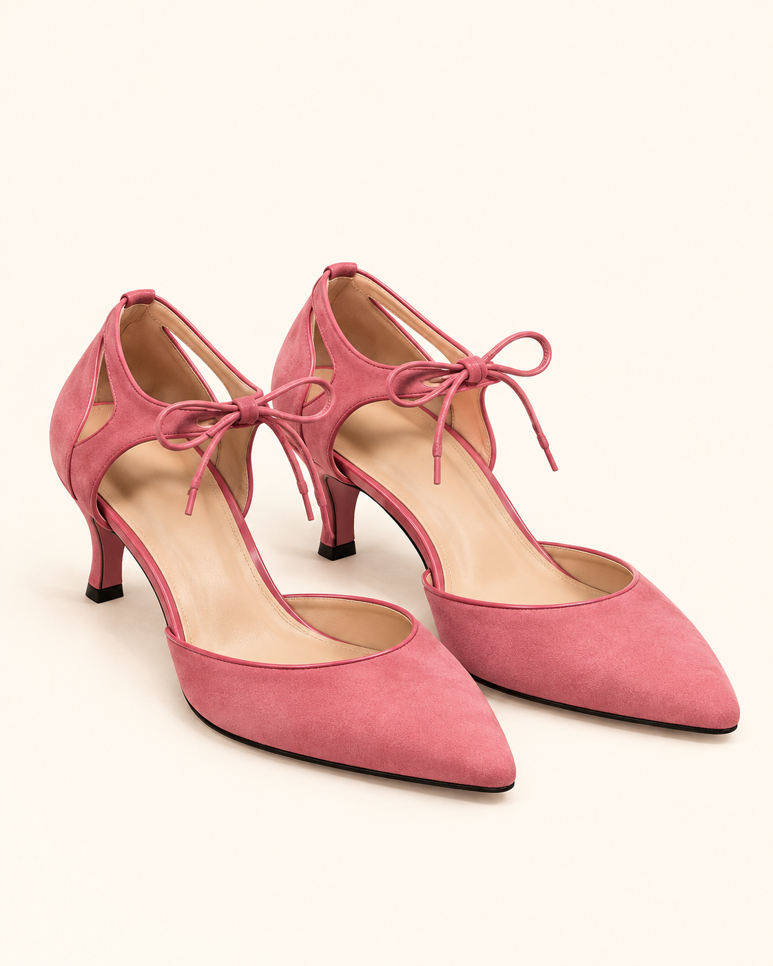 Higinia | Tacones Kitten Efecto Ante con Lazada