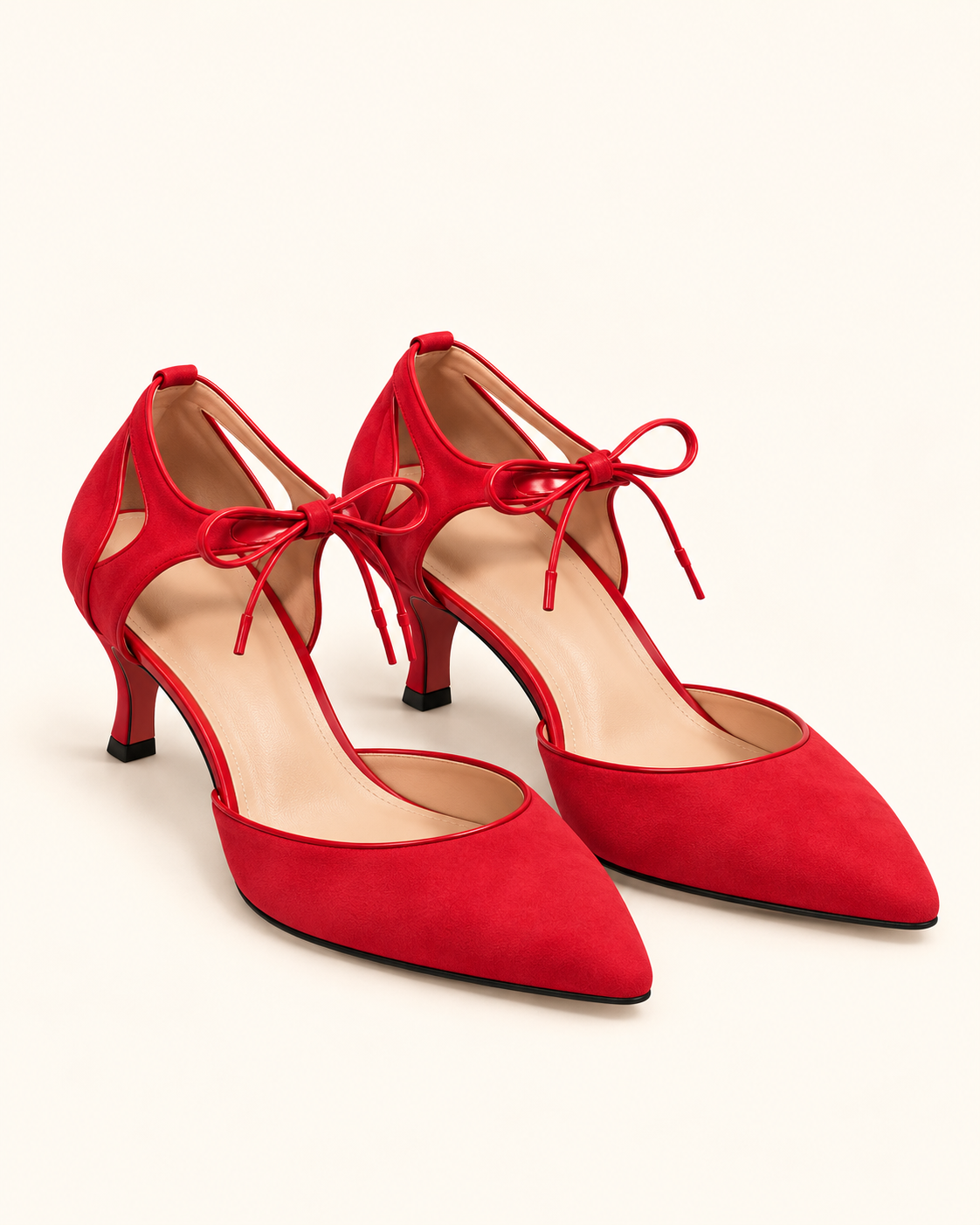 Higinia | Tacones Kitten Efecto Ante con Lazada