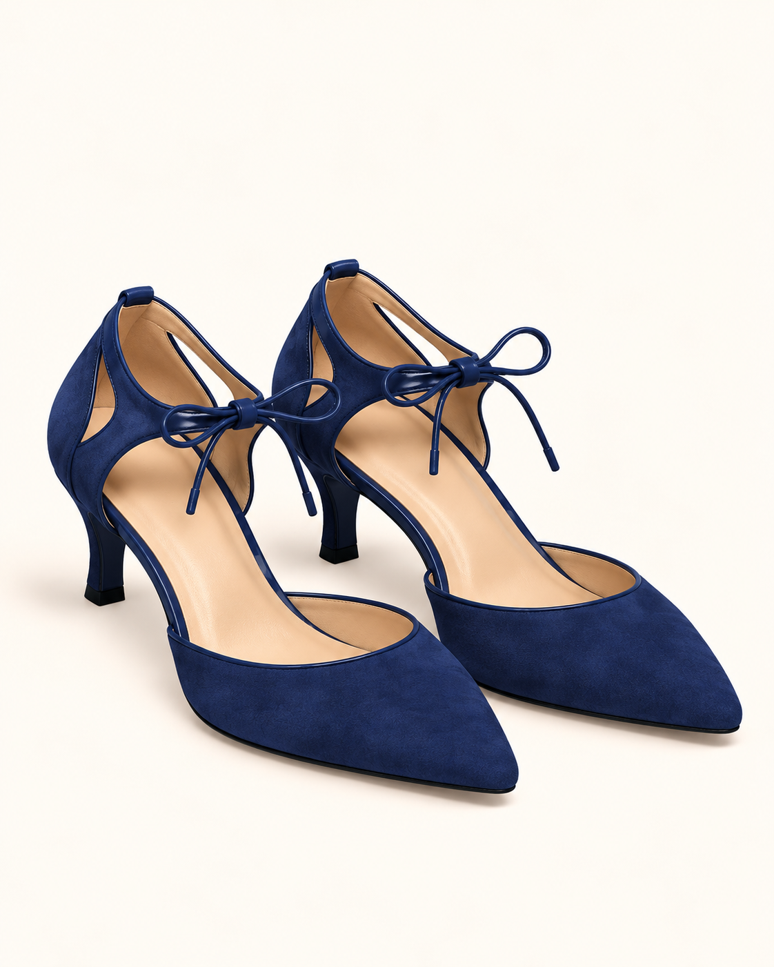 Higinia | Tacones Kitten Efecto Ante con Lazada