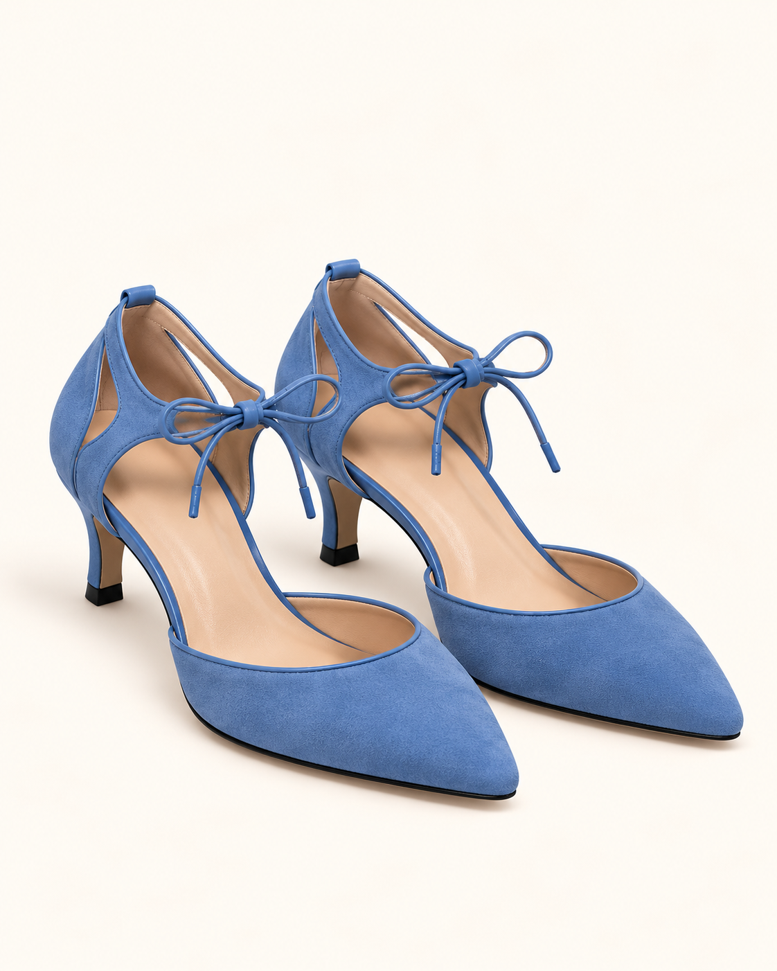 Higinia | Tacones Kitten Efecto Ante con Lazada