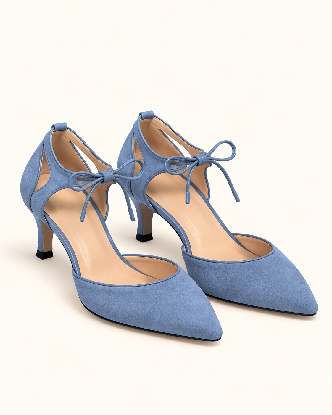 Higinia | Tacones Kitten Efecto Ante con Lazada