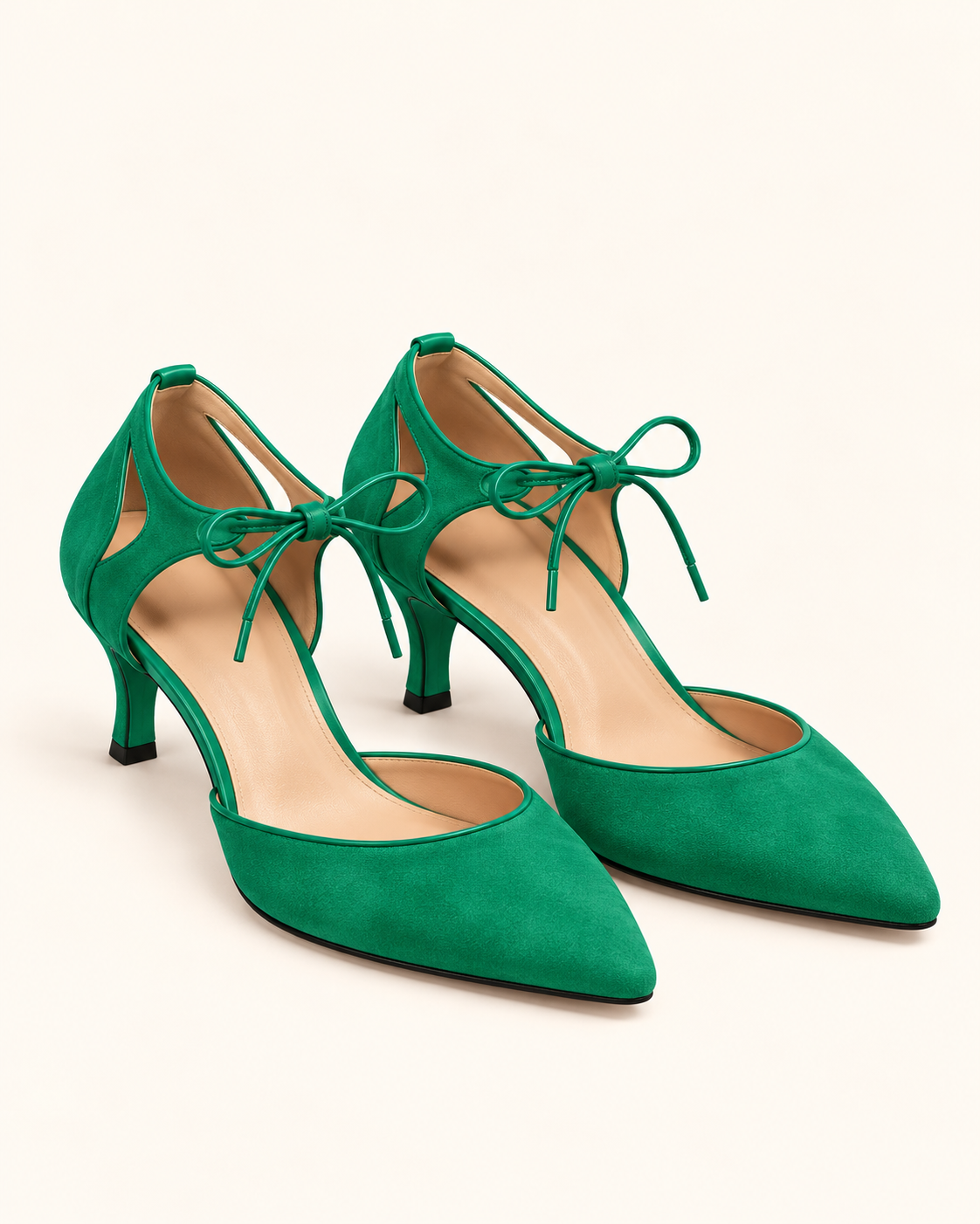 Higinia | Tacones Kitten Efecto Ante con Lazada
