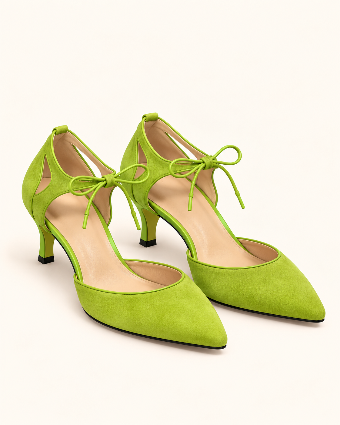 Higinia | Tacones Kitten Efecto Ante con Lazada