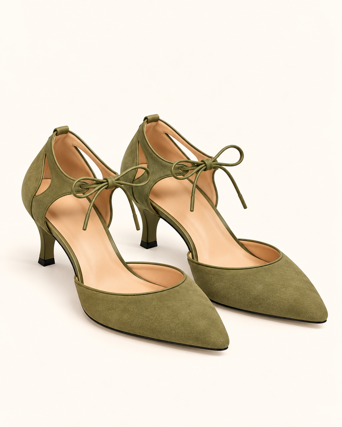 Higinia | Tacones Kitten Efecto Ante con Lazada