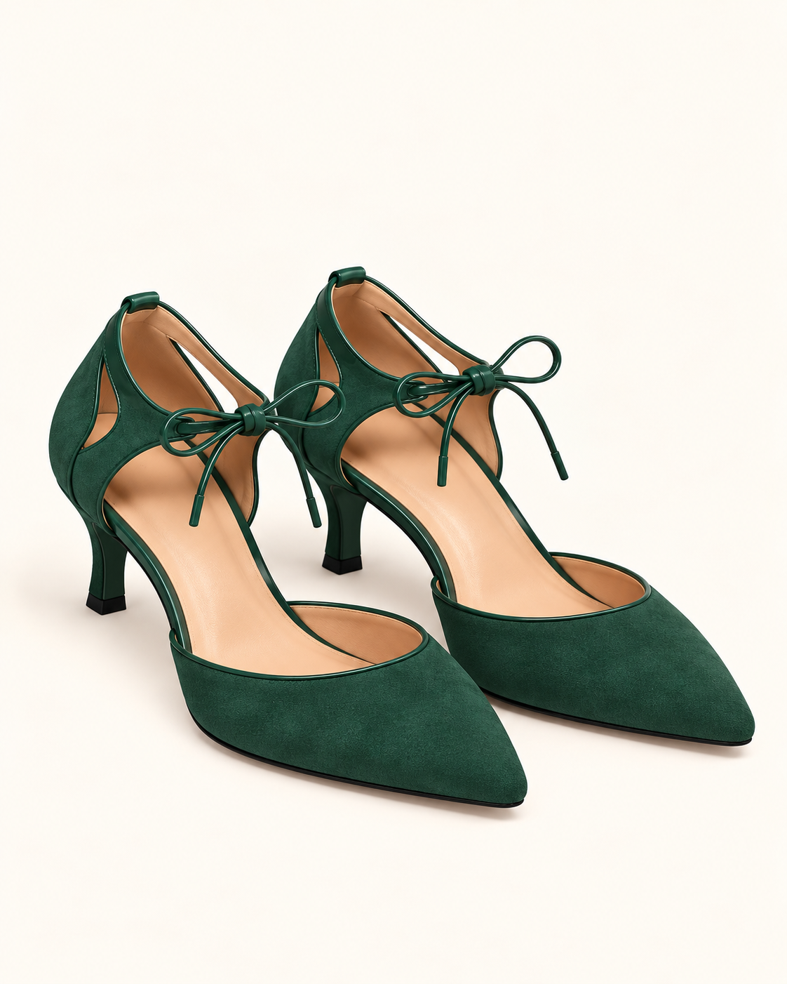 Higinia | Tacones Kitten Efecto Ante con Lazada