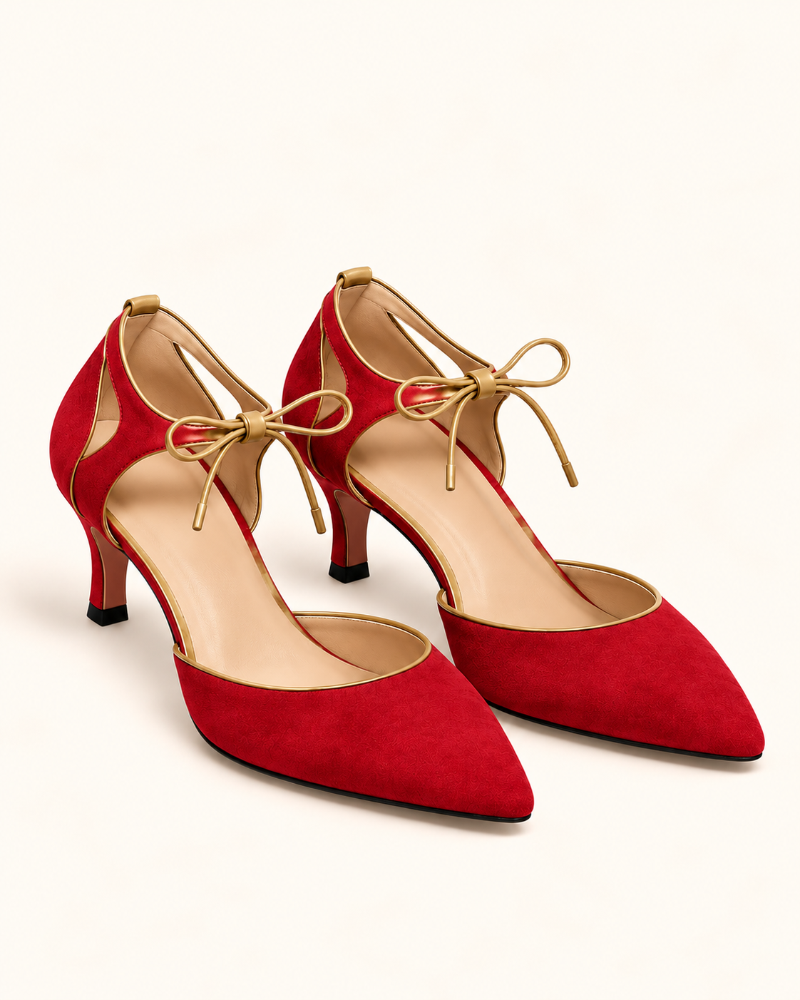 Higinia | Tacones Kitten Efecto Ante con Lazada
