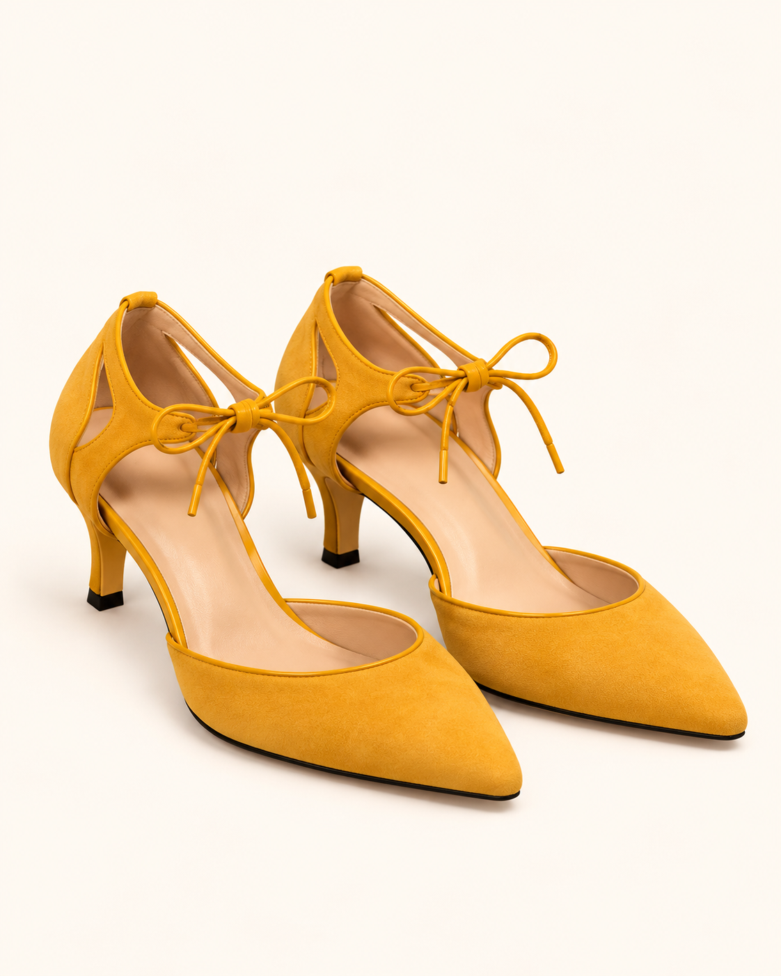 Higinia | Tacones Kitten Efecto Ante con Lazada