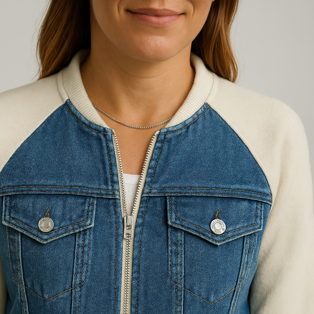 Rita | Chaqueta Vaquera con Ribete de Punto