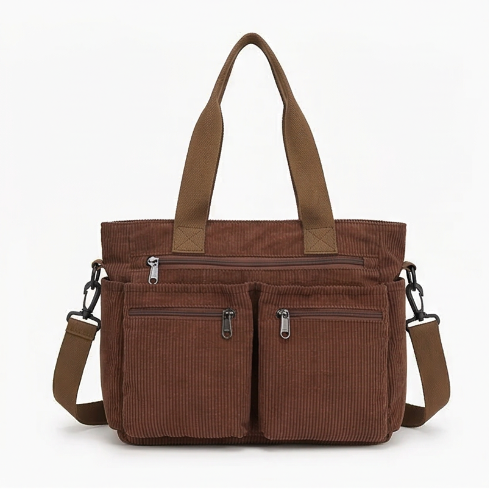 Francisca | Bolso de Hombro de Pana Multibolsillo