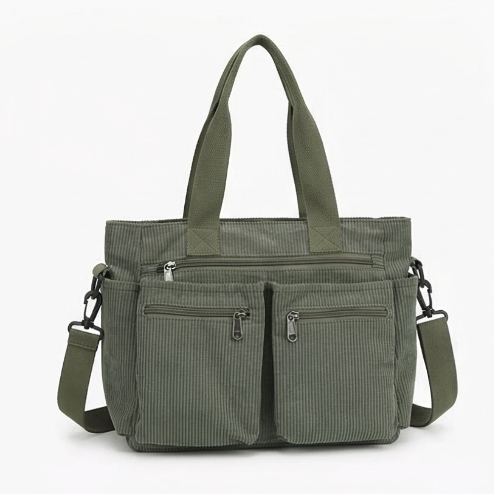 Francisca | Bolso de Hombro de Pana Multibolsillo