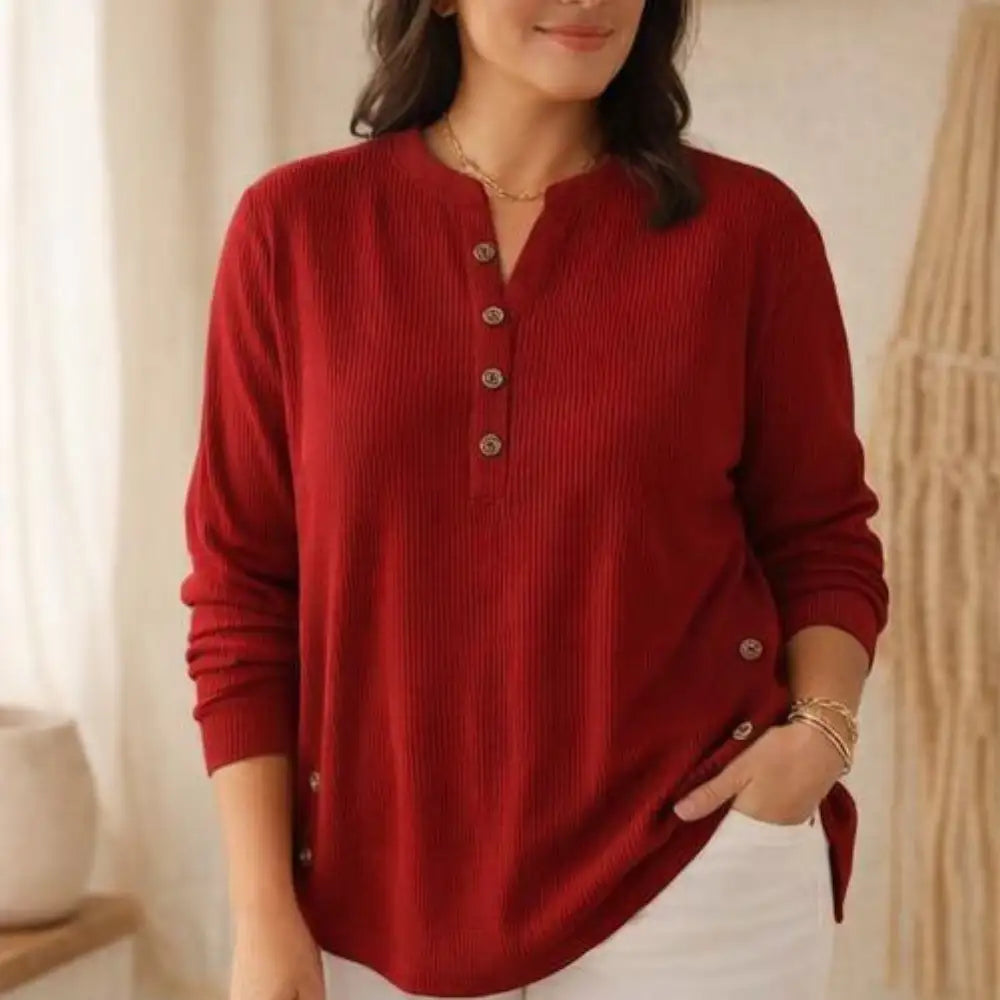 Edurne | Túnica Henley de Canalé con Botones