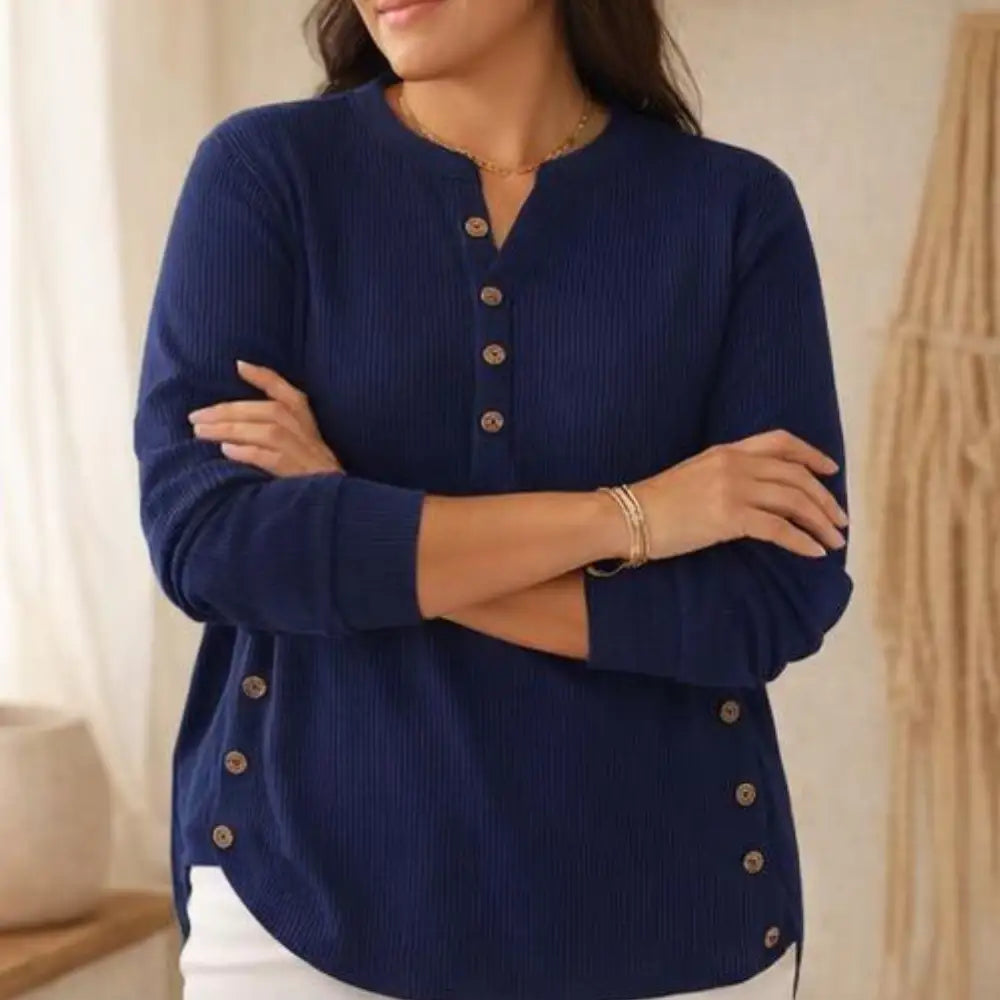 Edurne | Túnica Henley de Canalé con Botones