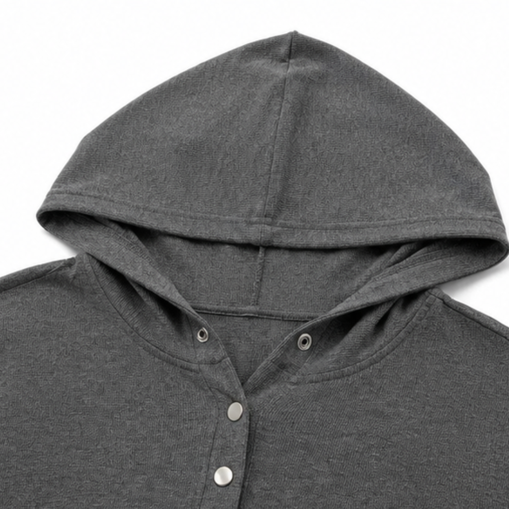 Lucila | Sudadera Gofrada Henley con Botones