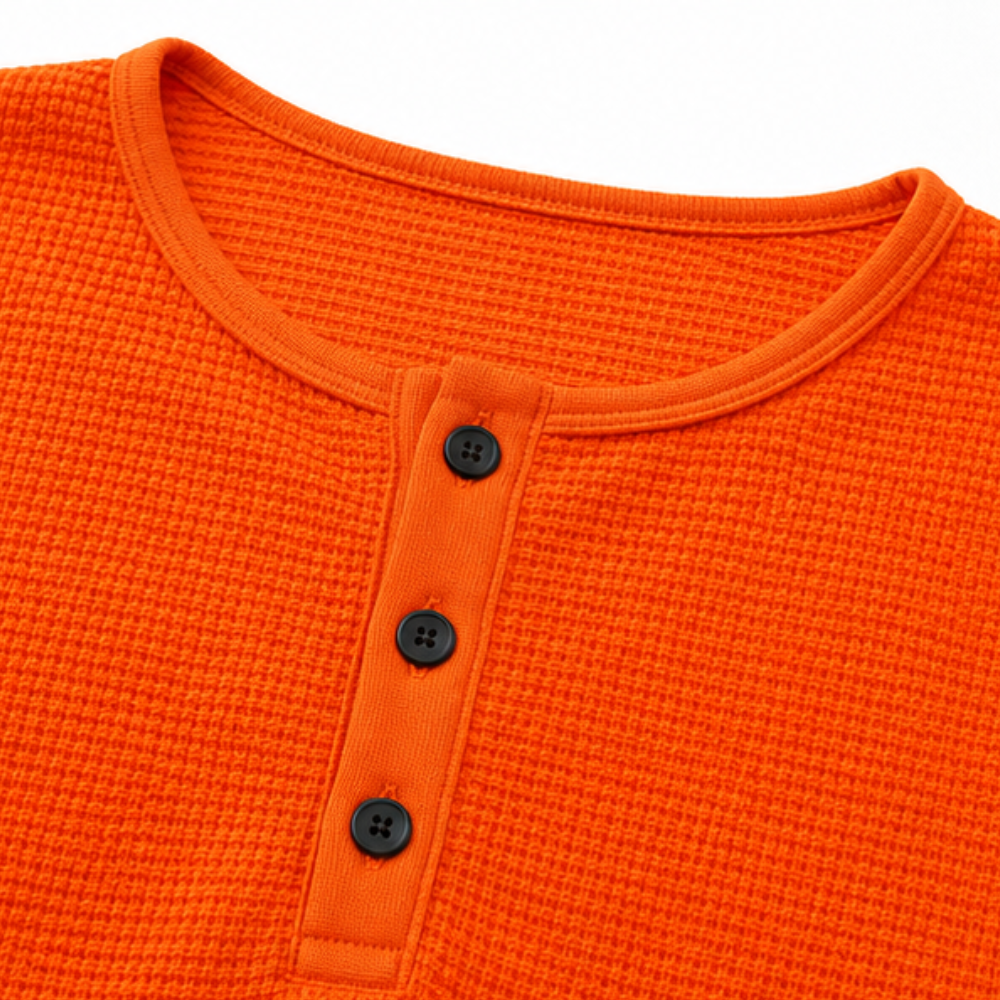 Olalla | Camiseta Gofrada Henley de Cuello Redondo