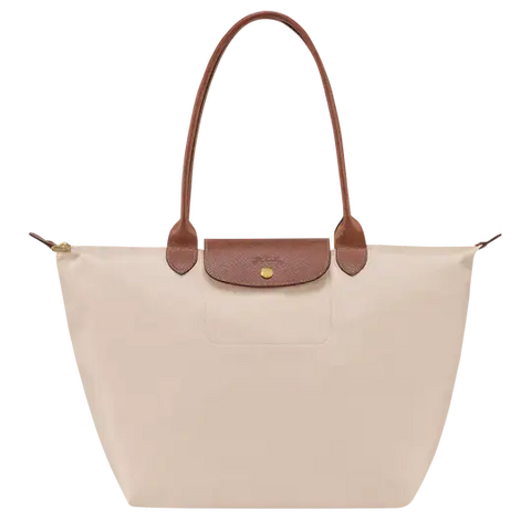 Bea | Bolso Tote Grande Plegable de Nailon, Crema