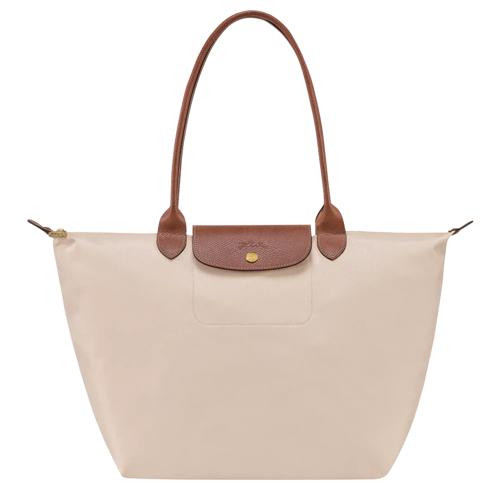 Bea | Bolso Tote Grande Plegable de Nailon, Crema