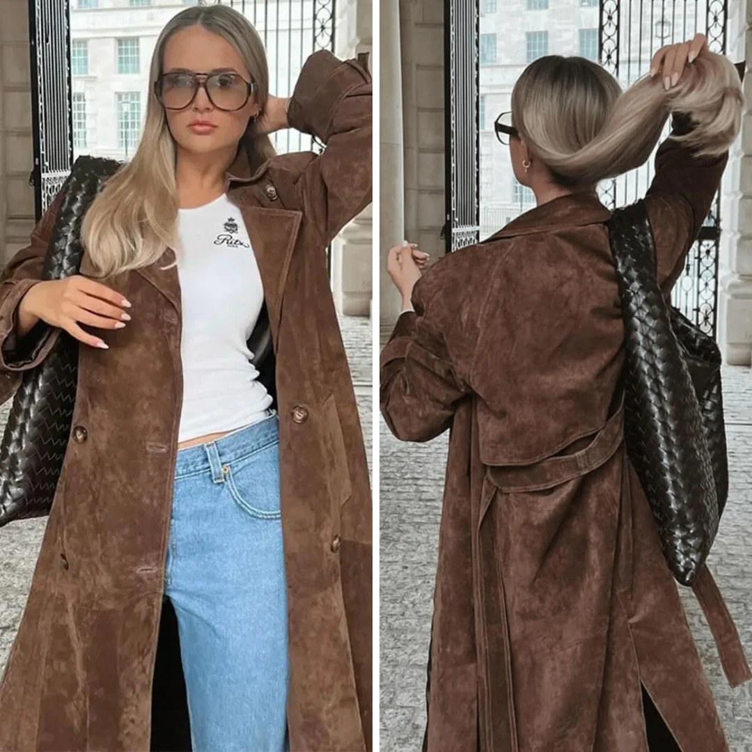 Raquel | Gabardina de Ante Sintético con Cinturón