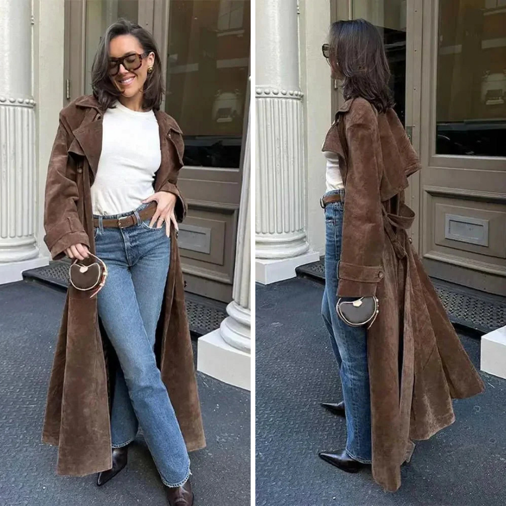 Raquel | Gabardina de Ante Sintético con Cinturón