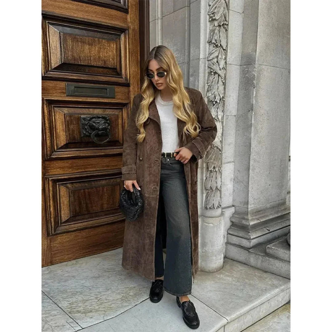 Raquel | Gabardina de Ante Sintético con Cinturón