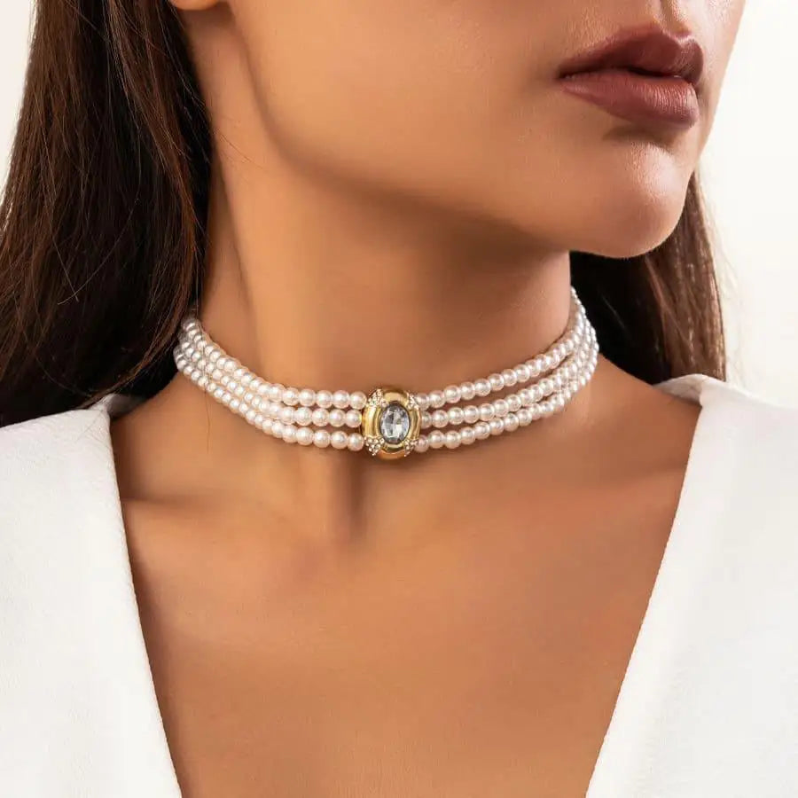 Choker multihilo con perlas estilo vintage | Collar de Mujer