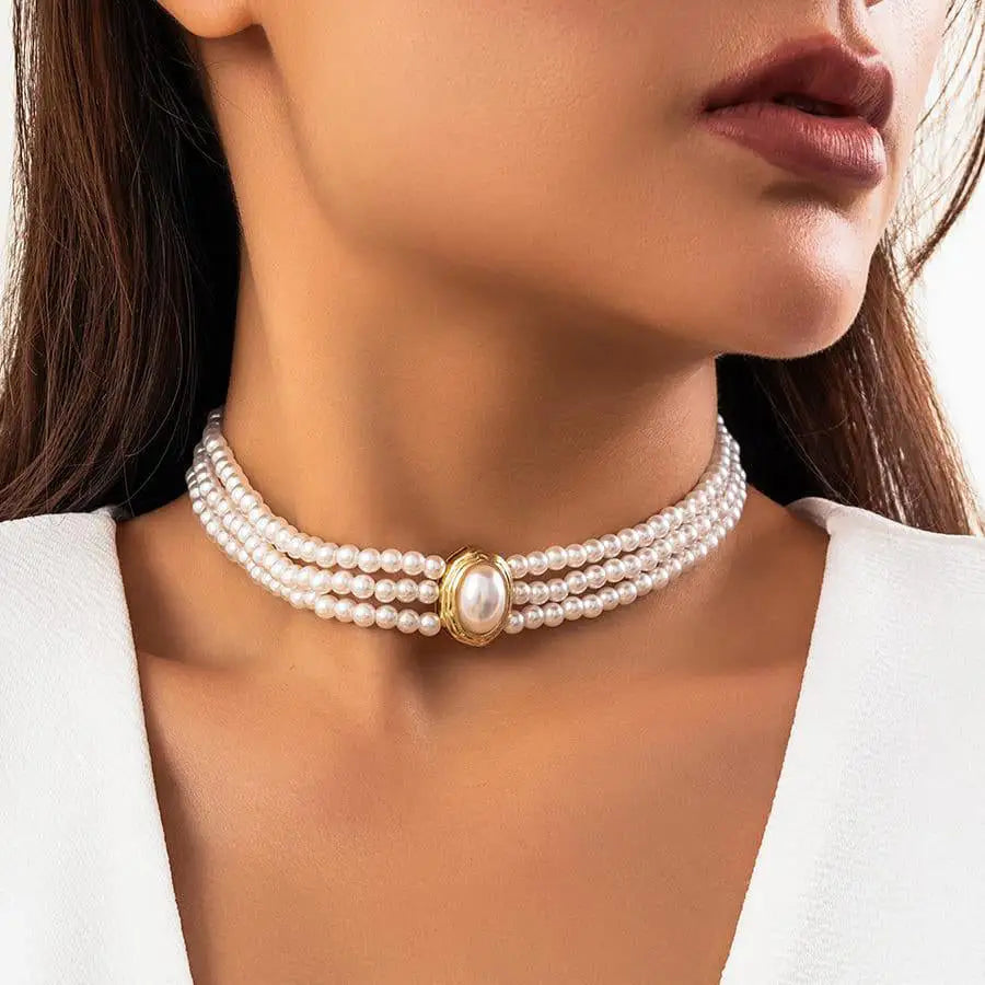 Choker multihilo con perlas estilo vintage | Collar de Mujer