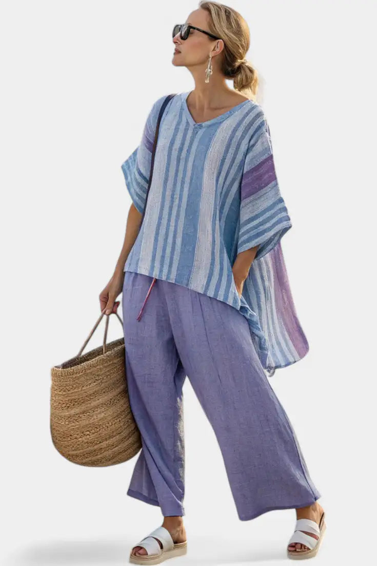 Carlotta | Conjunto de Top Lavanda y Pantalón de Lino